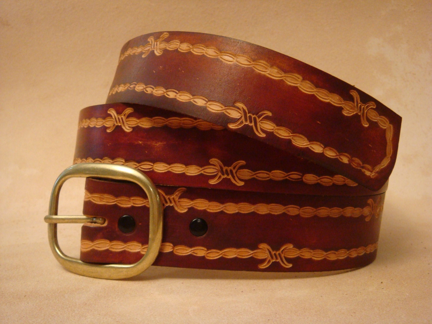 Hand Tooled Leather Belt Custom Leather Belt Personalized