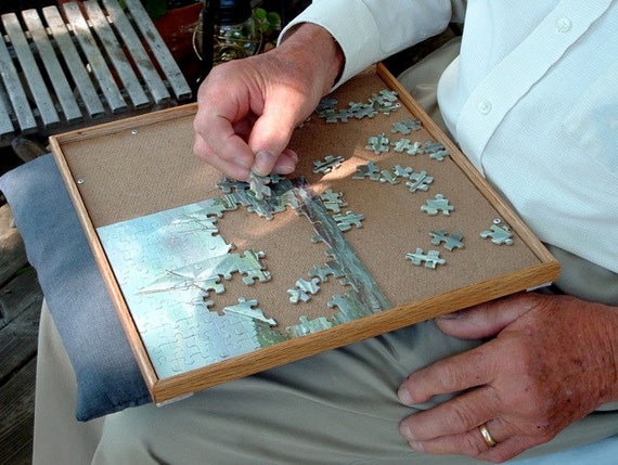 Jigsaw Puzzle Boards Small Wood Game Table Lap Tray Senior