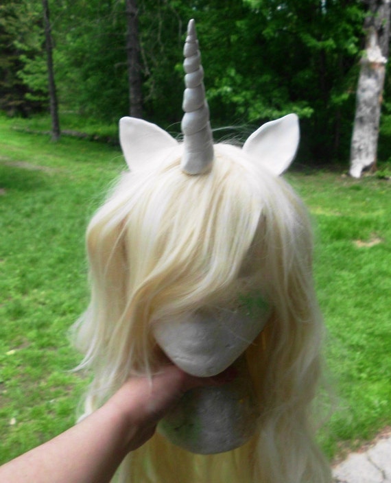 Unicorn wig Unicorn Costume Blond Blonde Wig White Horn Long