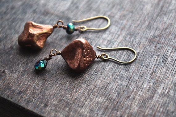 wire wrapped earrings epoxy clay and glass