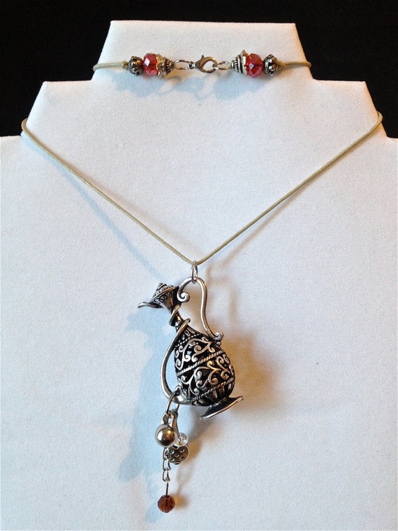 Genie lamp pendant necklace by cabochonflower on Etsy