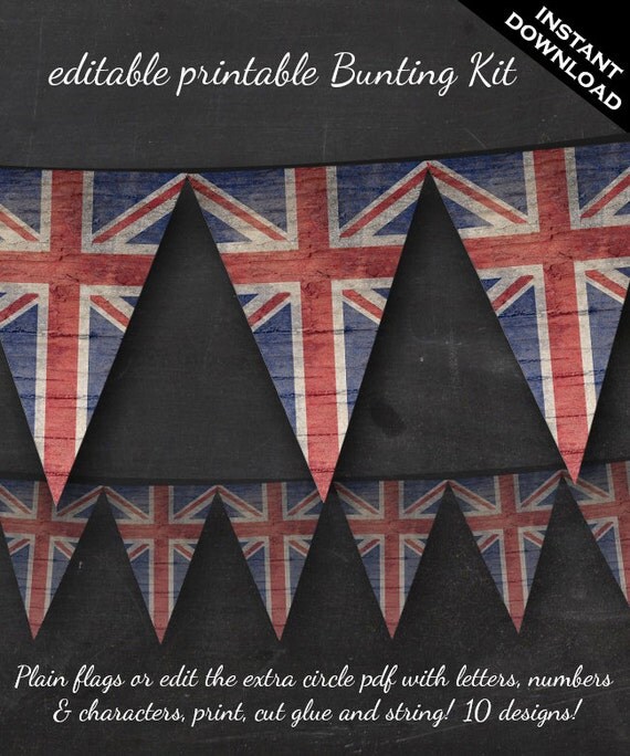 Union Jack Bunting Printable Editable British London Union