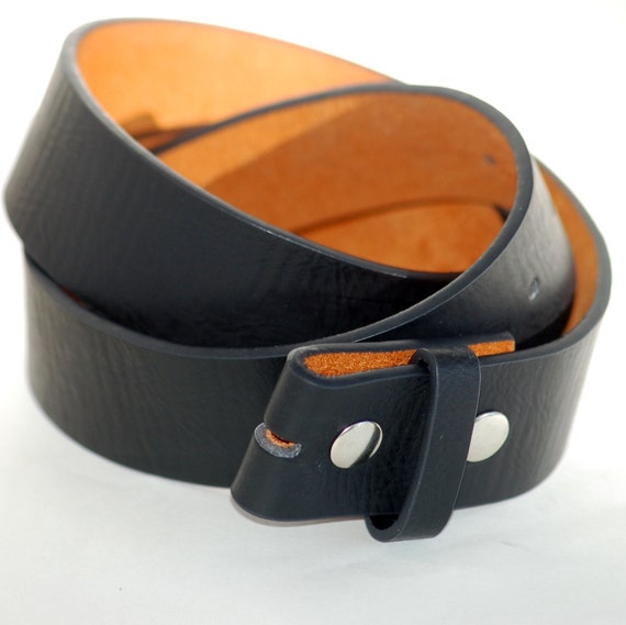 Genuine Leather Snap on Belt Black Thick Soft Medium by randitan