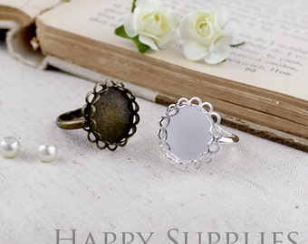 Last - 30pcs 15mm Nickel Free - High Quality Adjustable Double Lace Ring Base (ZJ136 / ZJ137)--Clearance Sale