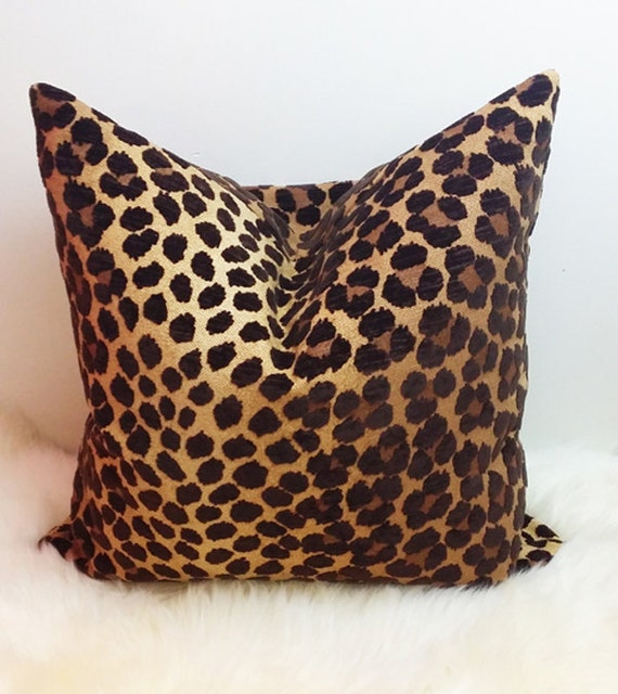 brown leopard print pillow cover by WhitneyJDecor on Etsy