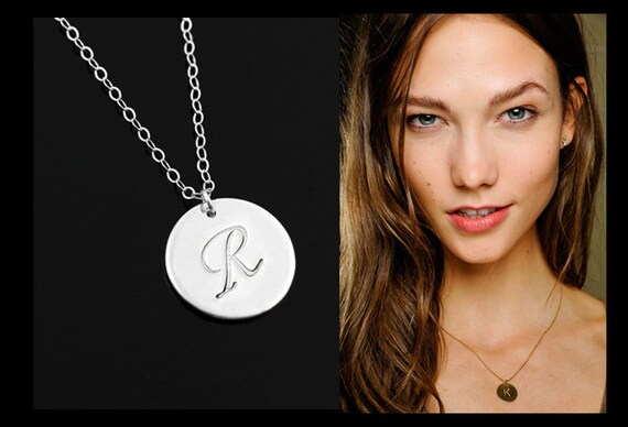 LARGE MONOGRAM NECKLACE - Sterling Silver, Up to 6 Initial Disc Charm Necklace, Silver Disc Personalized Initial Necklace, 5/8 Inch Discs