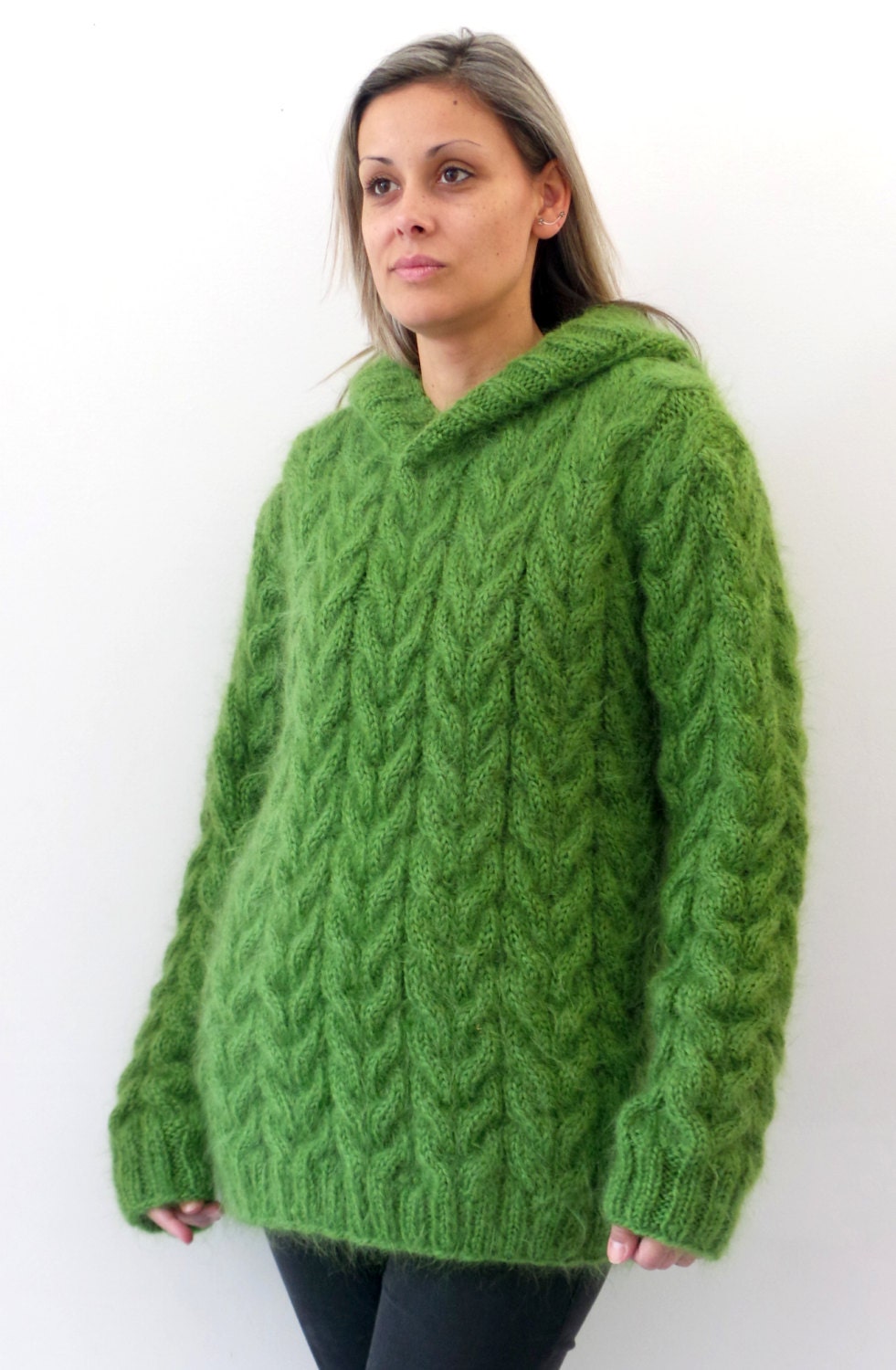 dark green fuzzy sweater