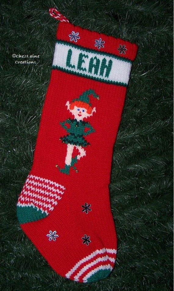 Items similar to Dancing Elf Christmas Stocking Hand ...