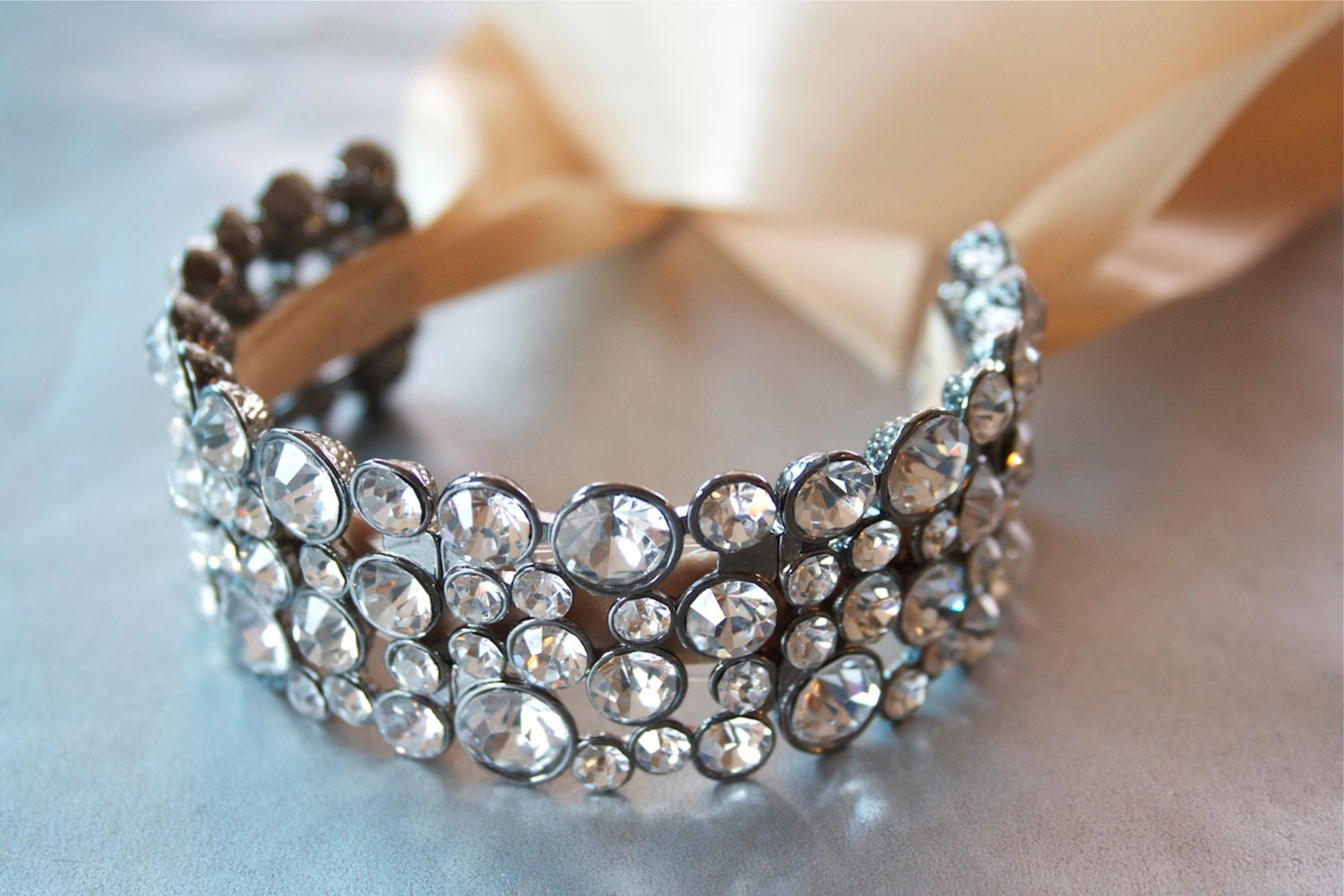 Bridal Cuff Bracelet Crystal Bracelet Elegant by Lavenderfields62