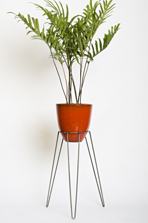 Raw Metal Plant Stand MidCentury Inspired by WirelyHome on Etsy