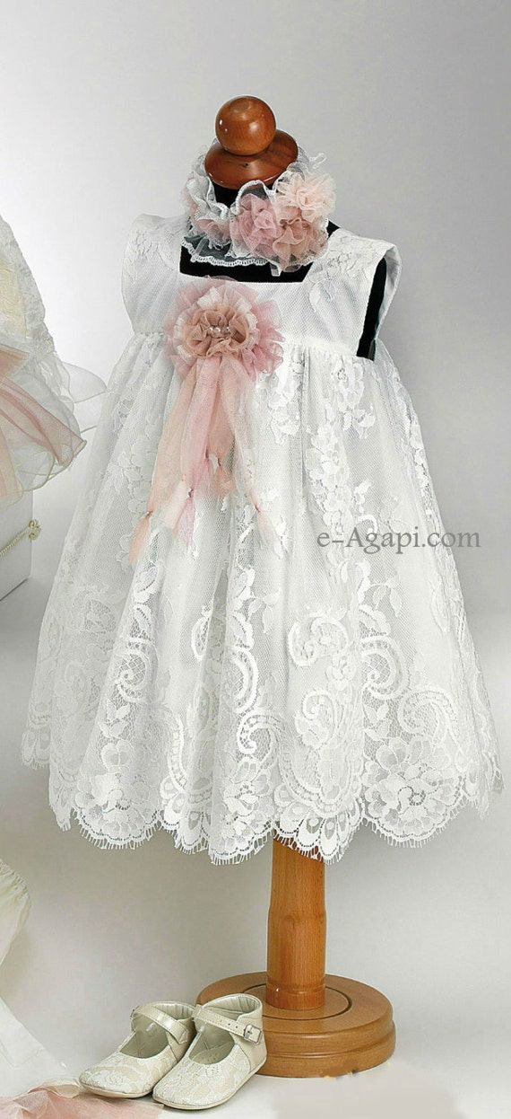 Baby girl baptism dress Vintage christening dress Flower