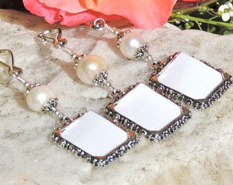 Wedding bouquet photo charms set of 3. Pearl wedding charms 3x. Bridal bouquet charms. Memory photo charms. Bridal shower gift