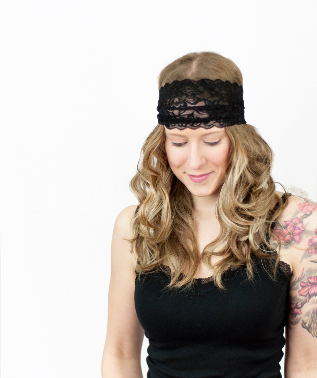 Black Lace Headband Wide Headband Adult Headband Womens