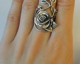 Sterling Silver Rose leaf Vine design Stunning and elegant- HEAVY