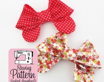Bows PDF Sewing Pattern | Sew a medium size fabric bow to use for girlie bow ties or hair bows or as embellishments for bags and acessories.