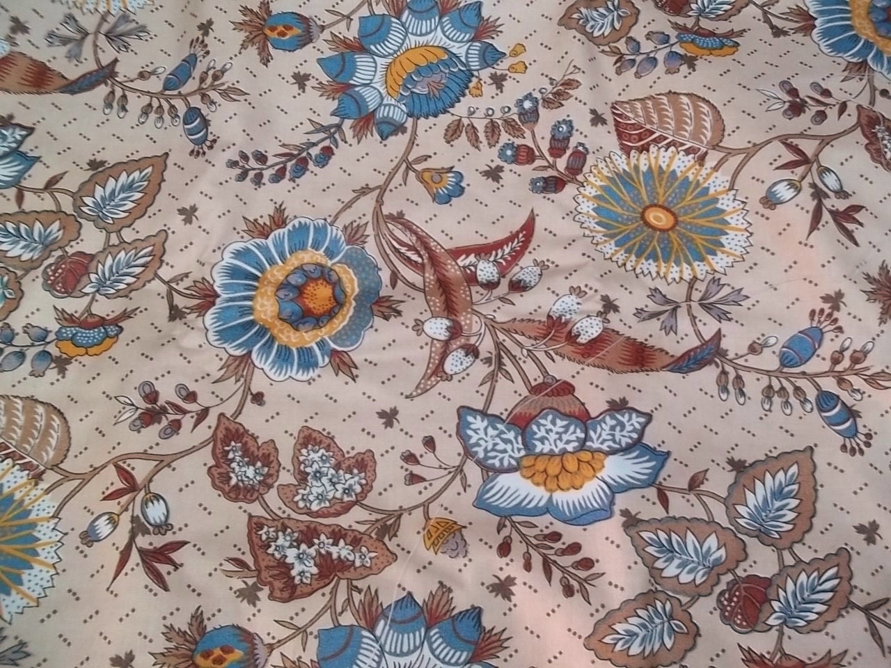 Vintage 1979 MAXIME De La FALAISE Jacobean Fabric Bloomcraft