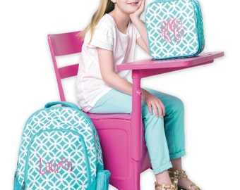 Girls Aqua Monogrammed Backpack and Lunch Bag Set | Back to School Set ... Girls Aqua Monogrammed Backpack and Lunch Bag Set | Back to School Set ...