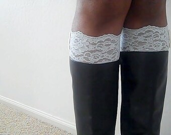 Boot Cuffs - Lace Boot Cuffs - Faux Lace Boot Socks - Faux Lace Leg Warmers - Lace Boot Topper - Boot Topper