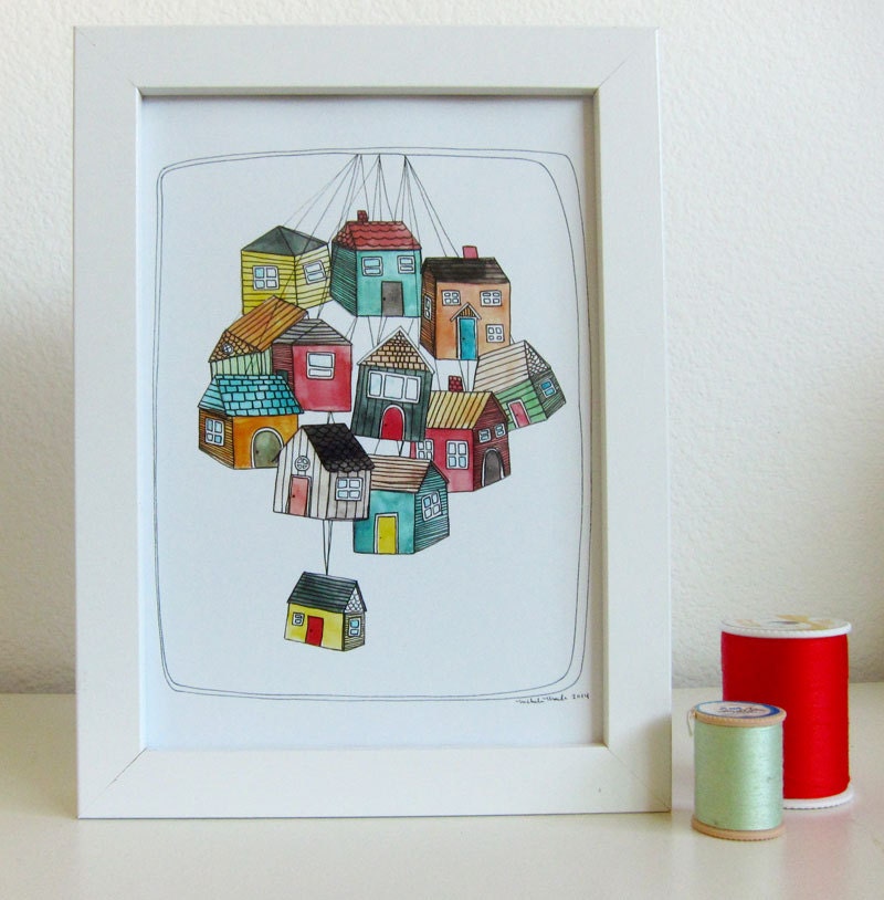 My Thoughts are Like Houses, #illustration print