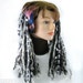 Skull Hair Falls Yarn Dreads - Pirate Gothic Halloween Dreadfalls in Black And White