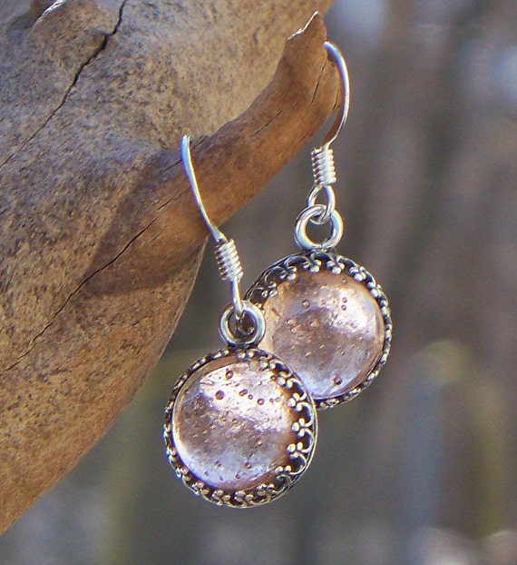 Items similar to Recycled Pink Depression Glass Gem Earrings on Etsy