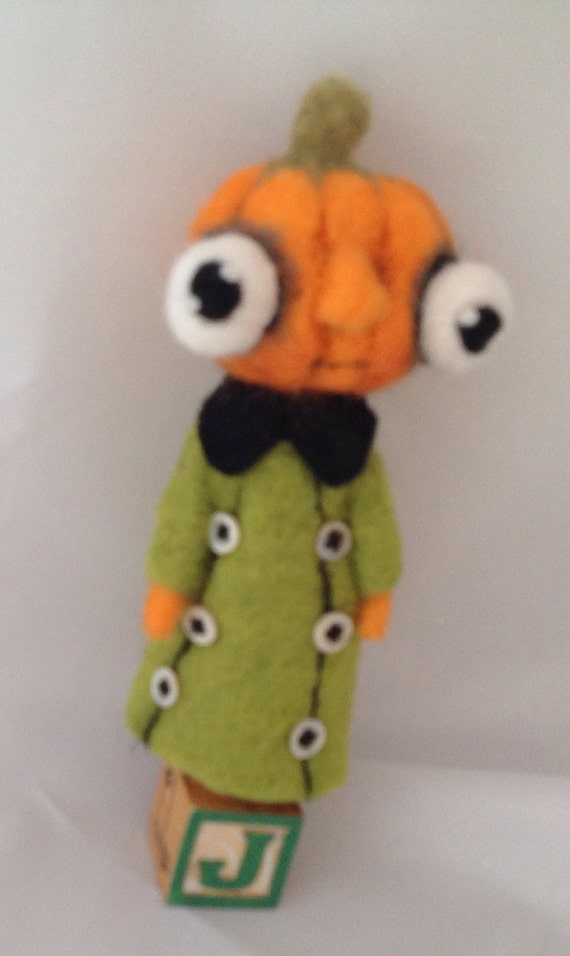 Jackie lantern ooak needle felted art doll