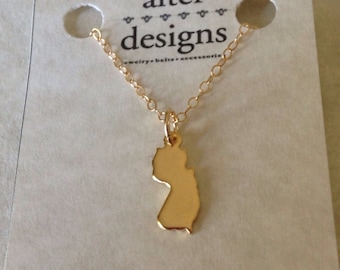 New Jersey Necklace - Home State Necklace - Long Distance Love - Leaving for College - Going Away Gift - Best Friend - Friendship Necklace