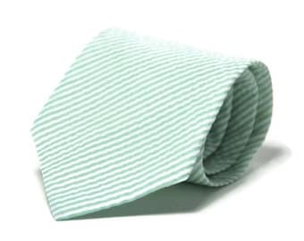 Mint Seersucker Necktie - Mint Green Men's Tie