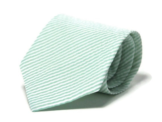 Mint Seersucker Necktie - Mint Green Men's Tie