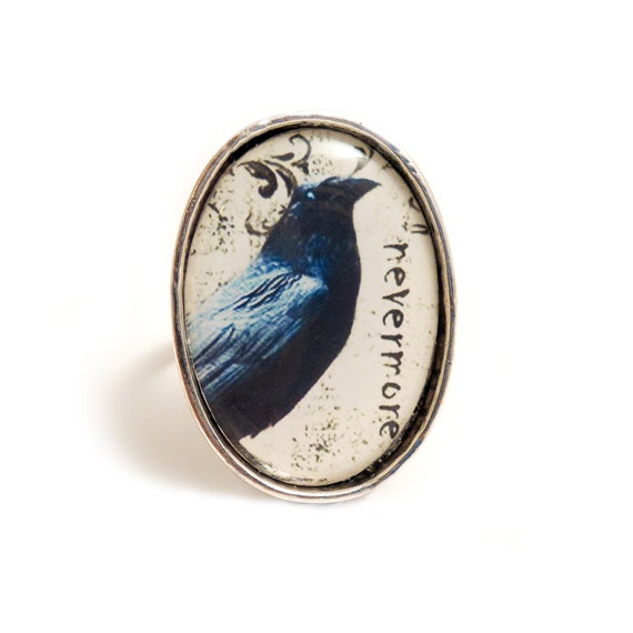 NEW Raven NEVERMORE ring Edgar Allan Poe by DarkEleganceDesigns