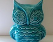 Owl  Home Decor  In Stock  Ceramic Bank  in Dark Aqua