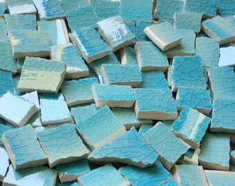 Mosaic Tiles--Caribbean Blue Glaze--50 Tiles.