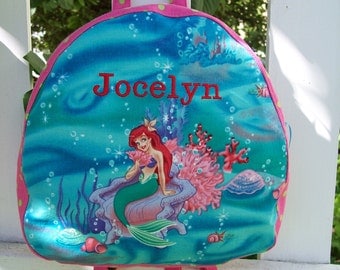 My Carrie Teen/Toddler Zipper Top Backpack/Purse made with Little Mermaid Fabric