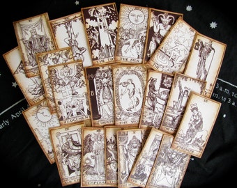SMALL SIZE Pocket Tarot Card Deck, 22 card Major Arcana, Miniature, Vintage, Gypsy, Fortune Teller