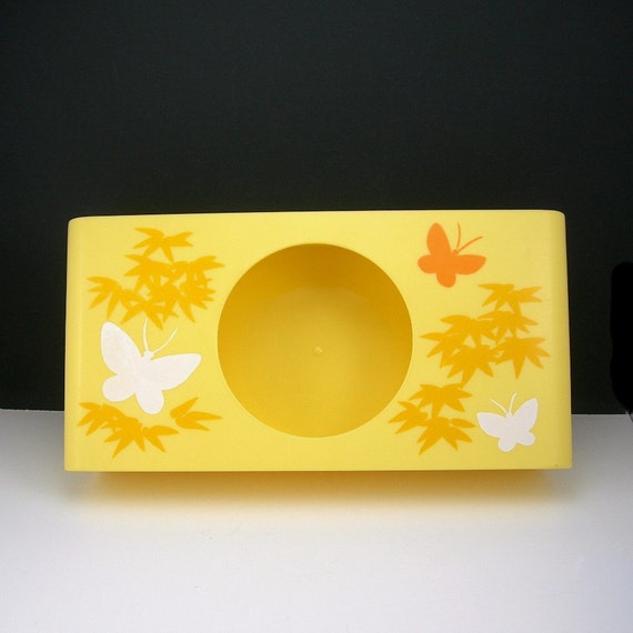 Vintage Yellow Tissue Box Kleenex Holder by AtticDustAntiques