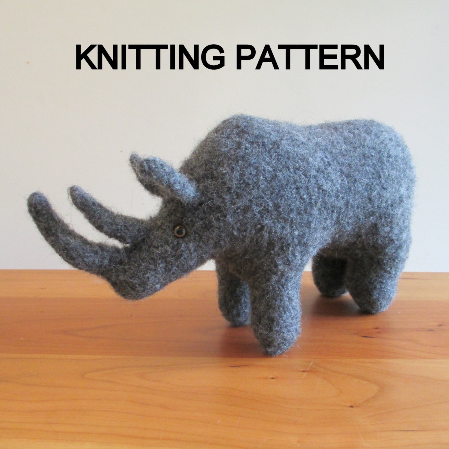 Rhinoceros Knitting Pattern Stuffed Toy Pattern Rhino Plush