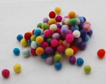 thumbnail image 2 of 100 Pcs 2cm Natural Wool Felt Balls – Mixed Colors, 100% Wool, Handmade In Nepal 2 of 4