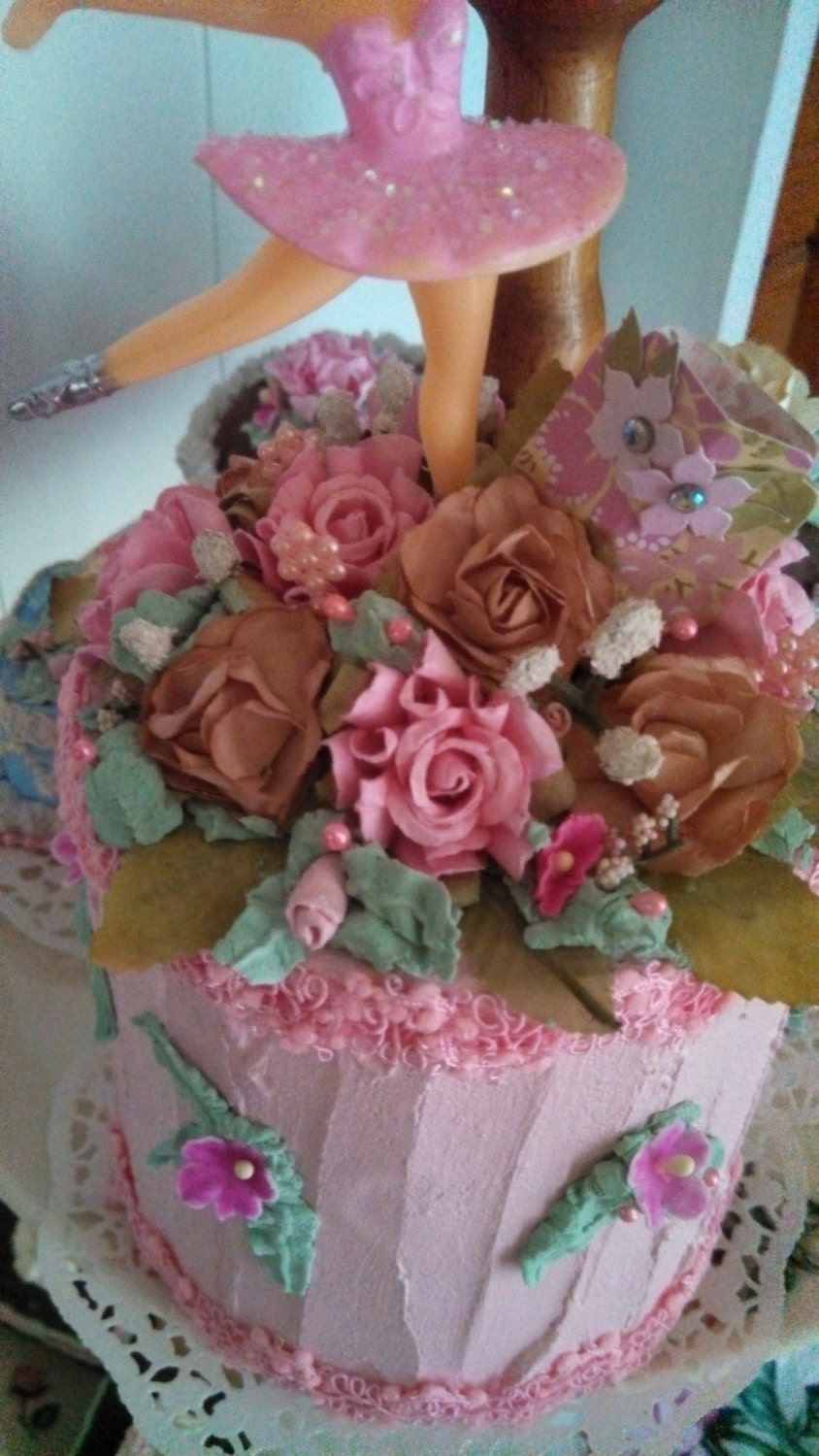 fake cake pink ballet fairy princess Victorian by jennspetalpalace