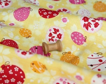 3835 - Japanese Kimono Goldfish Lantern Floral Slubbed Cotton Fabric - 43 Inch (Width) x 1/2 Yard (Length)