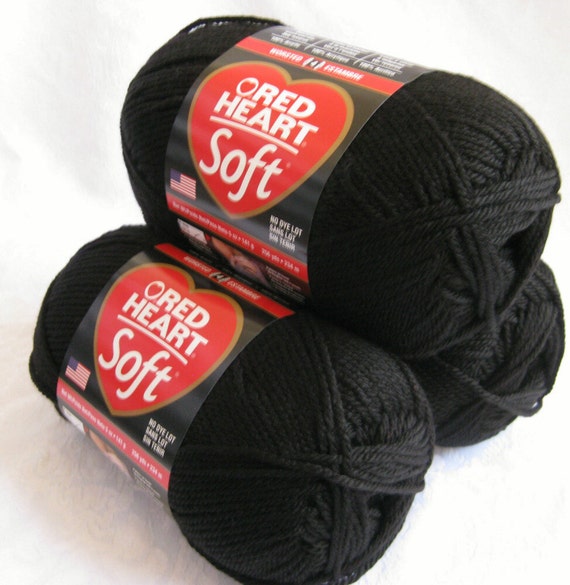 Red Heart Soft yarn BLACK medium worsted weight by crochetgal