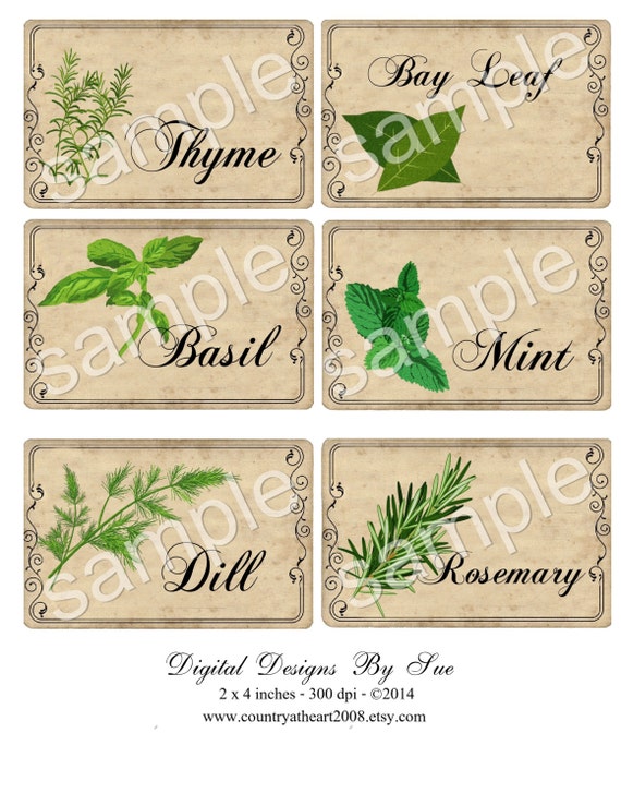 Instant Download Herb Tags Labels by CountryAtHeart2008