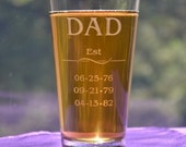 Established Dad's Pub Glass with Kid's Birthdates, Father's Day Gift, Birthday, New Dad, First Dad Gift, Grandpa, Papa Daddy, Mother's Day