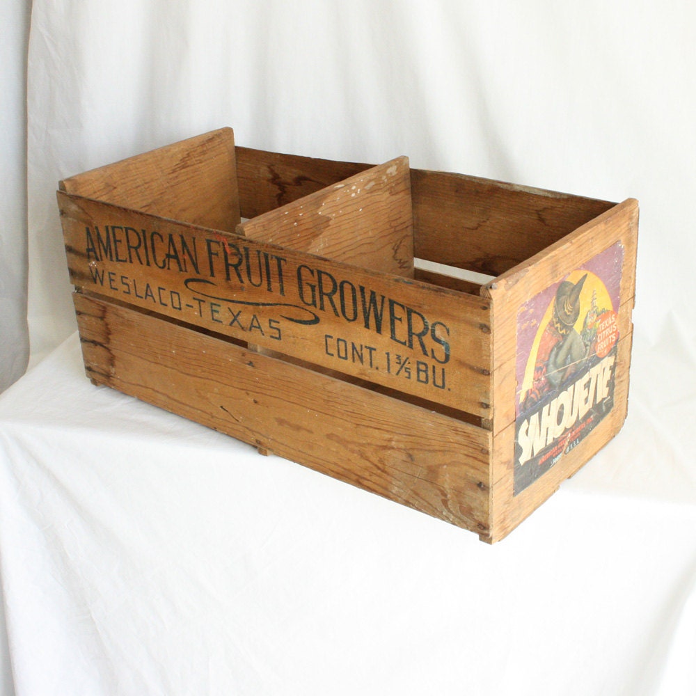 Vintage wood crate wood box produce crate fruit crate