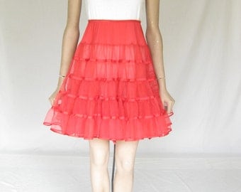 Vintage Red Crinoline Petticoat Skirt