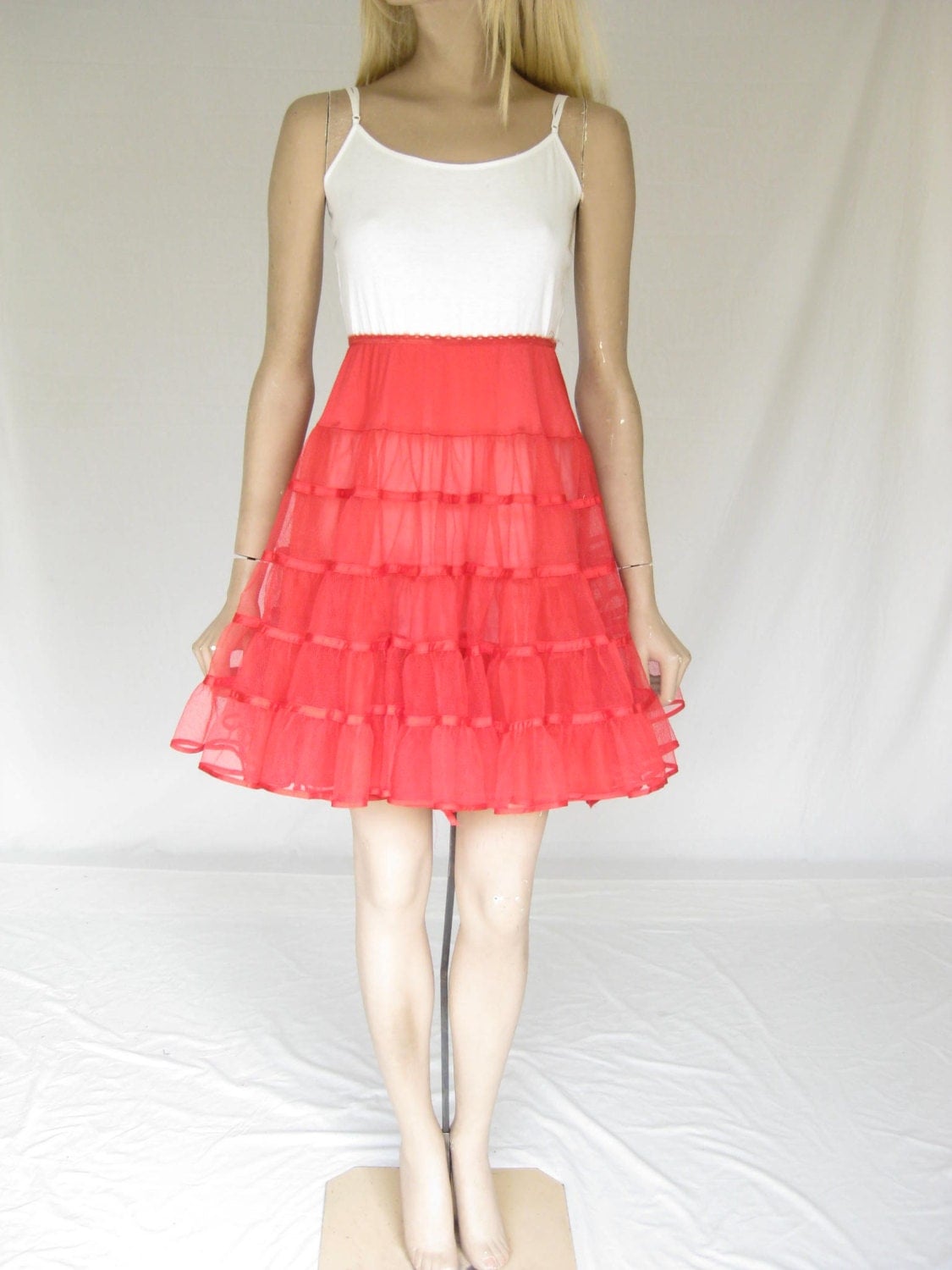 Vintage Red Crinoline Petticoat Skirt