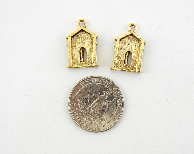 Two Gold-tone Pewter Museum Facade Charms