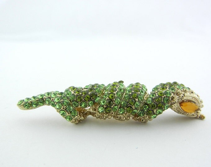 Green Rhinestone Snake Tube Charm