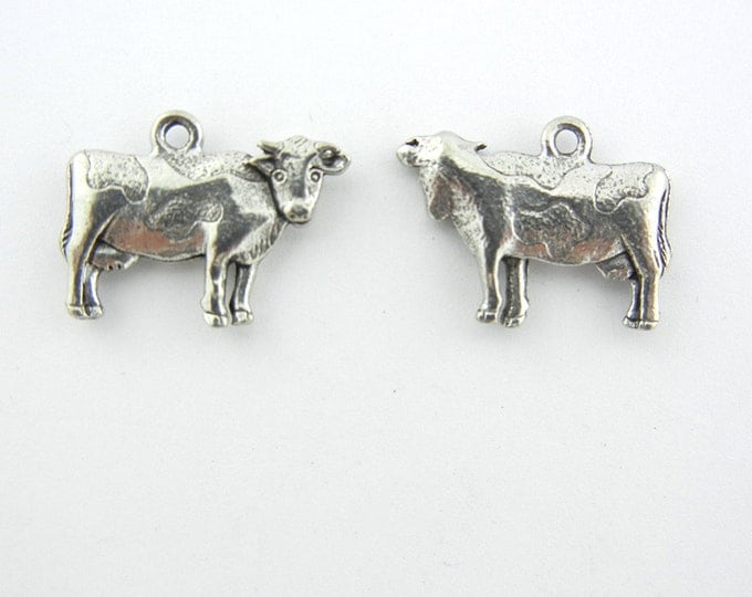 Set of 2 Pewter Cow Charms