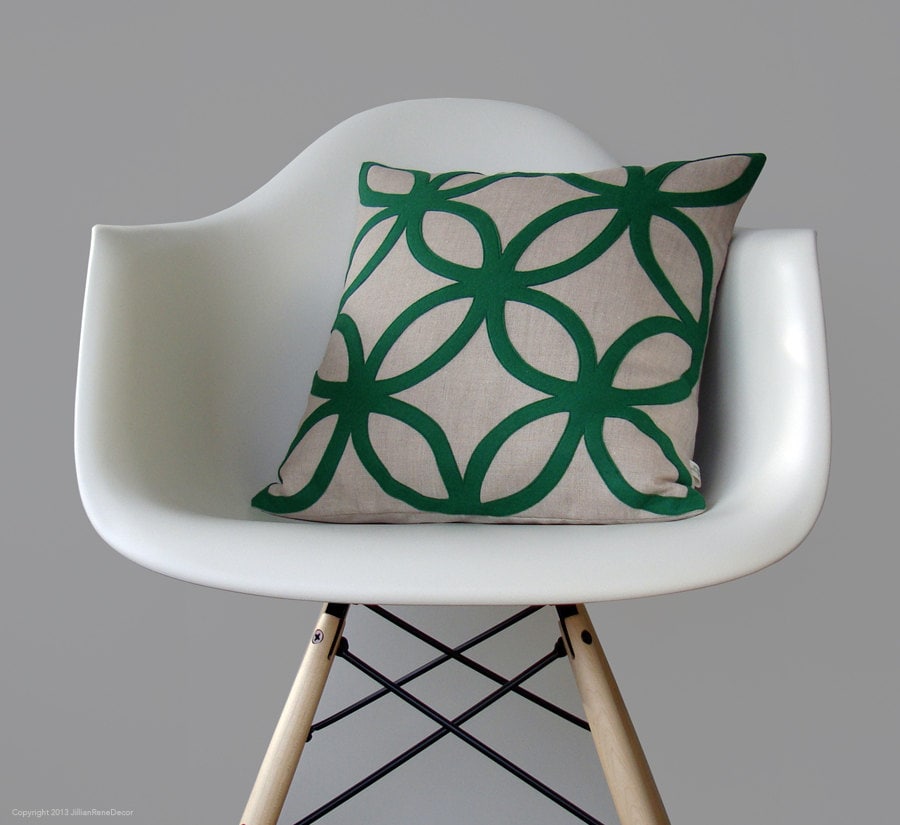 Geometric Kelly Green DECORATIVE PILLOW COVER Mod Home Decor