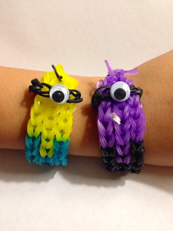 Super cute minion inspired weave rubber band bracelet you